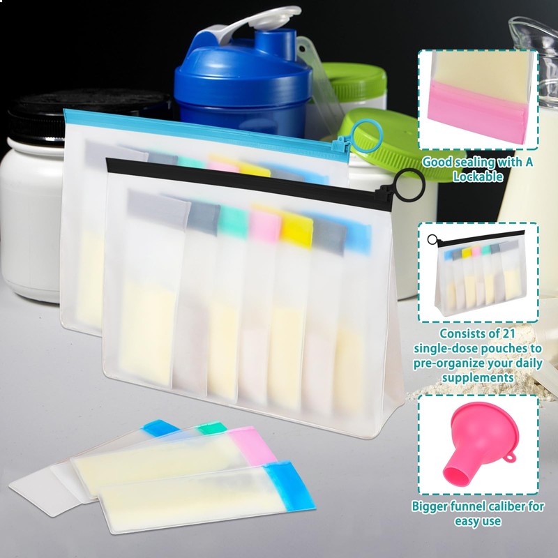 MUOUAKATE Protein Powder Travel Container Set - Reusable Powder Supplement