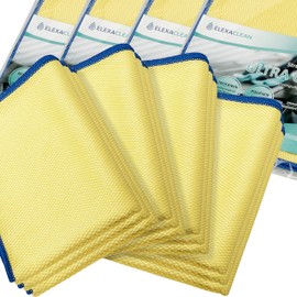 ELEXACLEAN Window Cloth, Streak-Free, Premium Microfibre Windscreen Cloth (Pack of 12, 60 x 40 cm, Yellow), Glass Cleaning Cloths, Car Cloth for Indoor and Outdoor Use