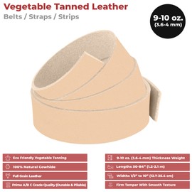 ELW Import Tooling Leather - Cinturón natural de cuero curtido vegetal de grano completo (3,8 x 127 cm)