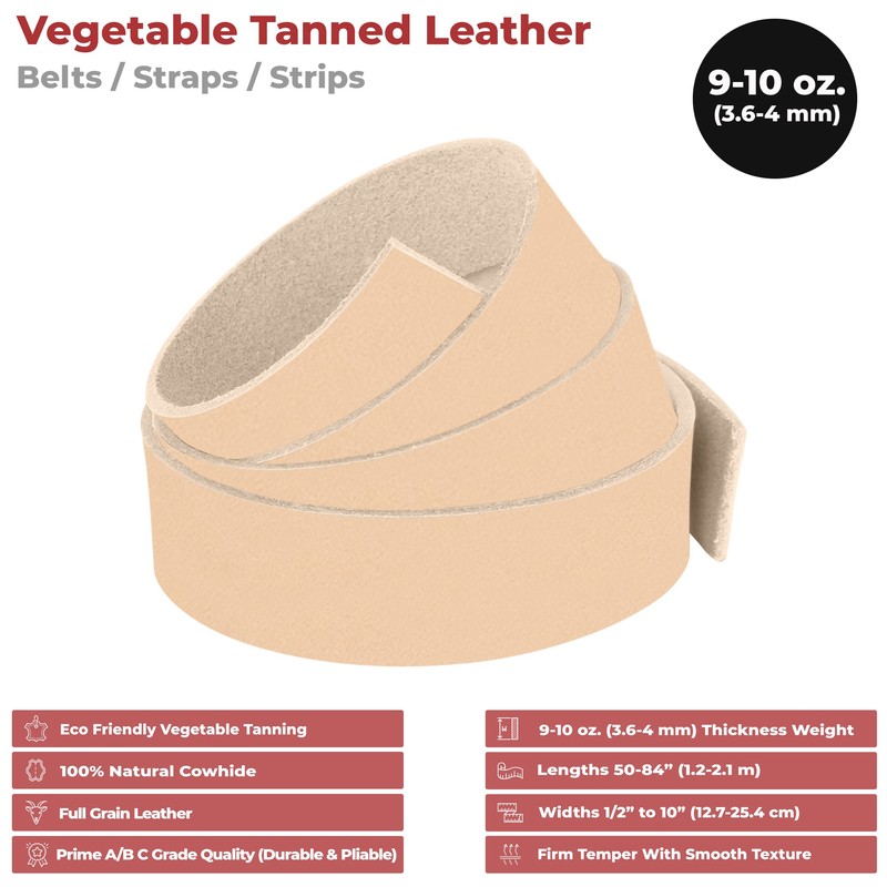 ELW Import Tooling Leather - Cinturón natural de cuero curtido