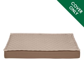 Furhaven Replacement Dog Bed Cover Water-Resistant Indoor/Outdoor Quilt Top Convertible Mattress, Washable - Sand, Medium
