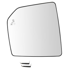 TRQ Driver Side Mirror Glass Heated Compatible with 2015-2017 Ford F150 with Blind Spot Indicator