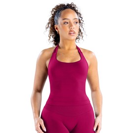 TRYTO Impact Halter Top Sports Yoga Tanks Women Workout Fitness Gym Outdoor Running Tank Tops Berry, Small