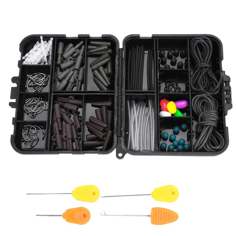 Carp Fishing Tackle Box Weights Clips Baiting Needles Hook Swivel