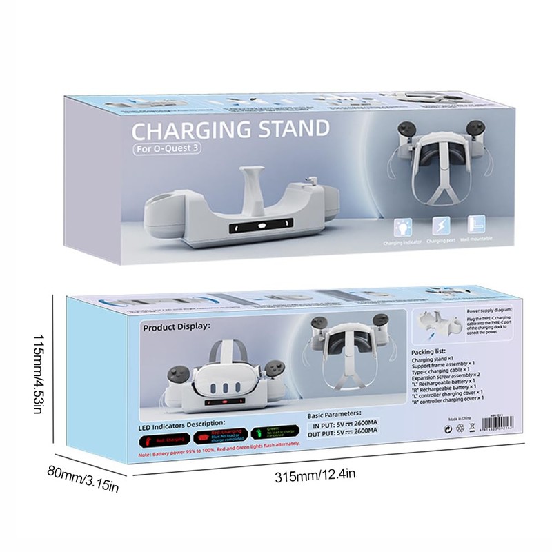 JDXFENG VR Charging Dock for Oculus Quest 3 VR Headset
