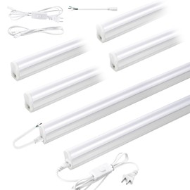 Pak 4FT LED Shop Lights, 2300LM 6500K Cool White, 20W Energy-Saving Super Bright Linkable T5 Ceiling and Under Cabinet Lighting Fixture for Garage, Workshop, Basement, Warehouse, FCC Certified, 6 Pack