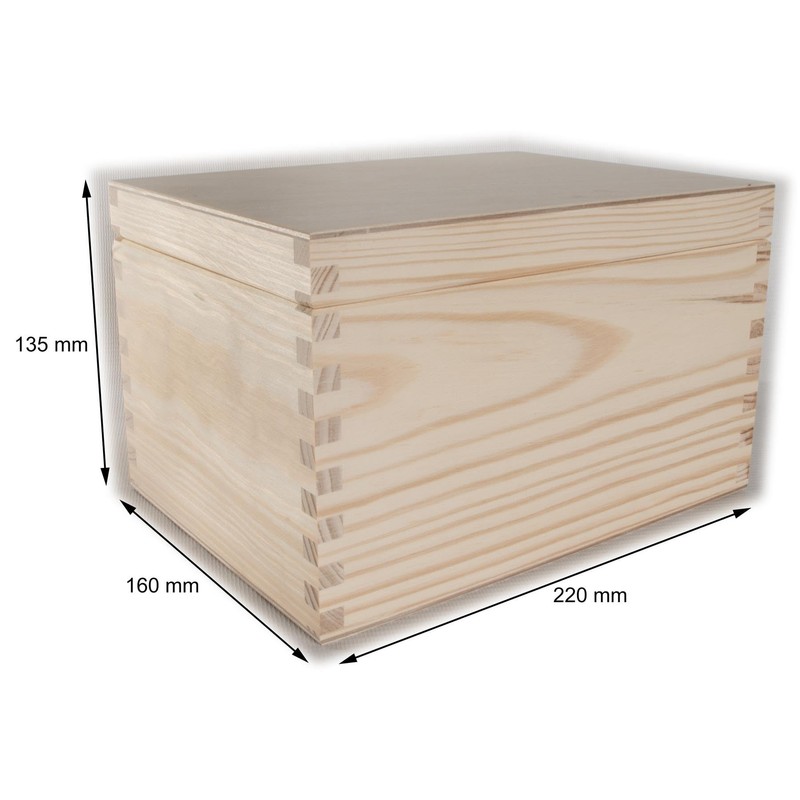 WooDeeDoo Rectangular Wooden Storage Box with Hinged Lid – 22