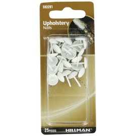 The Hillman Group 592291 Upholstery Nails, White, 25-Pack
