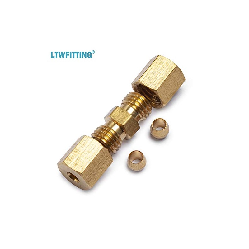 LTWFITTING 1/8-Inch OD Compression Union,Brass Compression Fitting(Pack of 10)