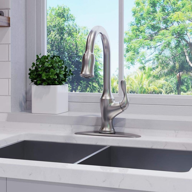 Pfister Deming Kitchen Faucet with Pull Down Sprayer and Soap