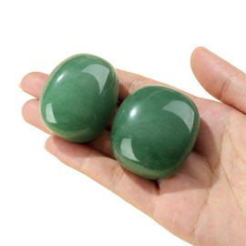 QINJIEJIE Green Aventurine Polished Healing Crystals 1.8-2.0" 2PCS Large Reiki Healing Crystal Natural Rocks Energy Tumbled Stones for Reiki Divination Meditation