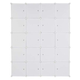 AUTOKOLA Home 20 Cube Organizer Stackable Plastic Cube Storage Shelves Design Multifunctional Modular Closet Cabinet with Hanging Rod White 3-7 Days Delivery