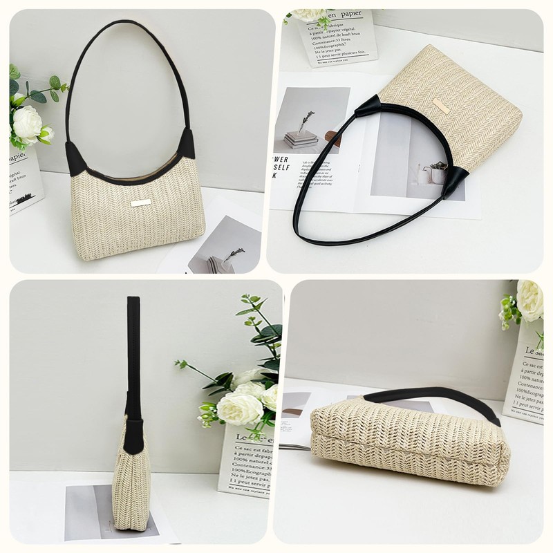 Mabecol Women's Straw Shoulder Bag - Summer Hobo Bag Handbag