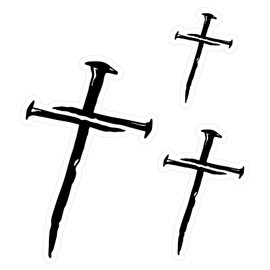 3 Pack Nails of The Cross Car Decal – Bad Fish Custom Decals – Funny Cute Sticker - Premium Gloss Permanent Vinyl Waterproof 6 Year Indoor Outdoor (Black, 1)