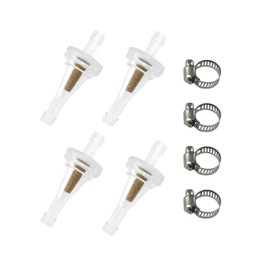 YAMAKATO 1/4" Inline Copper Fuel Filters for Dirt Mini Bike ATV Motorcycle UTV Snowmobile more with 1/4" fuel lines 4pcs with 4 clamps