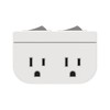 Grounded Double Outlet Power Adapter with Separate On/Off Rocker Switches,
