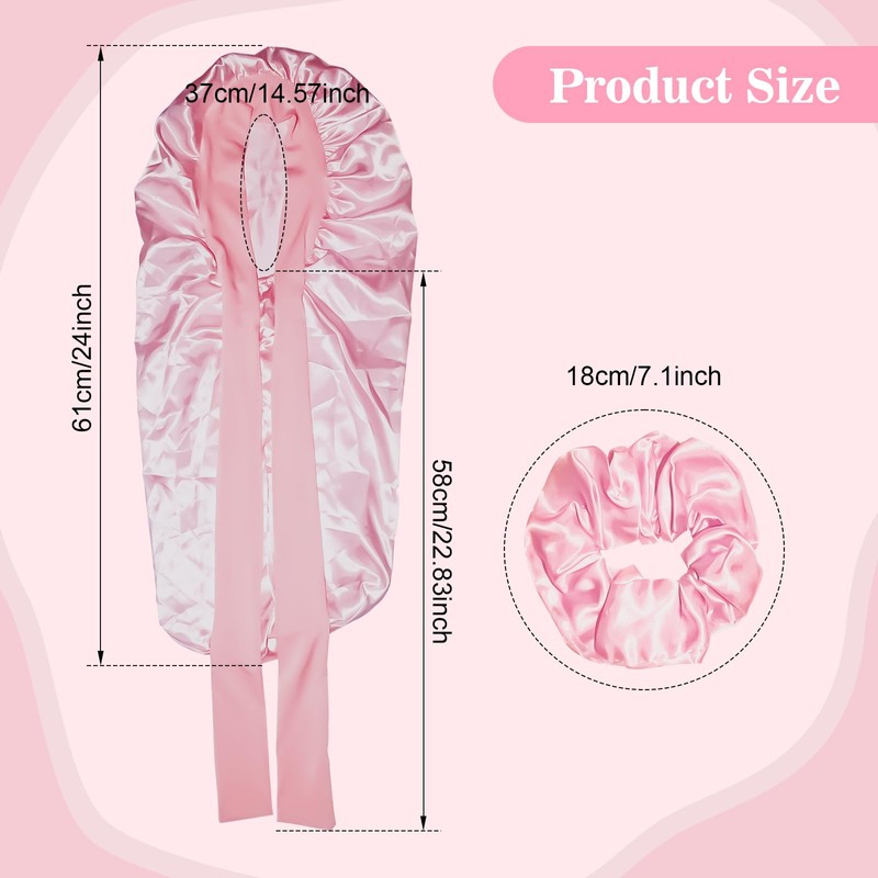 Long Satin Bonnet for Women, pink