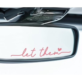 3 x Car Rear Mirror Vinyl Decal Stickers Water Bottle Decor Cute Laptop Sticker Aesthetic Tumbler Positive Affirmation Decal Car Rearview For Women Gift For Her (Pink, Let Them)