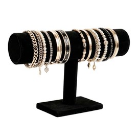 T-Bar-Soporte de exhibición de pulsera, Soporte Organizador de Joyería de Terciopelo Negro, almacenamiento de joyas, soporte de pulsera, aretes, pulse