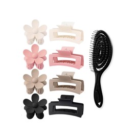 MME Haarklammer für Damen, mit Entwirrbürste, Haarklammern, mittelgroße Haarklammern, Haarklammern, Haarklammern, Haar-Clips, Haarklammern, Zubehör für Damen, große Haarklammern, Blumen-Haarklammer