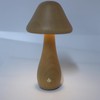 Pilzlampe aus Holz, 3 Farben LED Nachttischlampe mit USB-Aufladung Kabelloses
