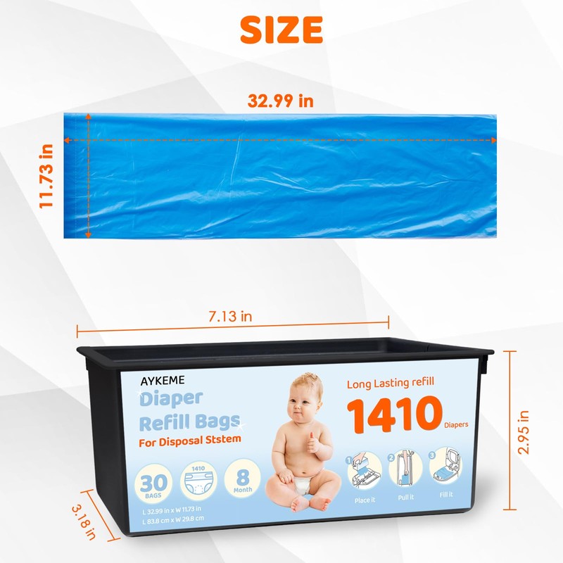 90 Bags Diaper Pail Refills Bags Compatible with Genie Easy