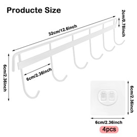 2 Pack Kitchen Adhesive Wall Hooks Rack Rail,Spoon Hanger for Kitchen Hanging Spatulas Measuring Spoons Space Saving No Drilling Hanger with 6 Hooks for Bathroom Bedroom Closet (Pink and White)