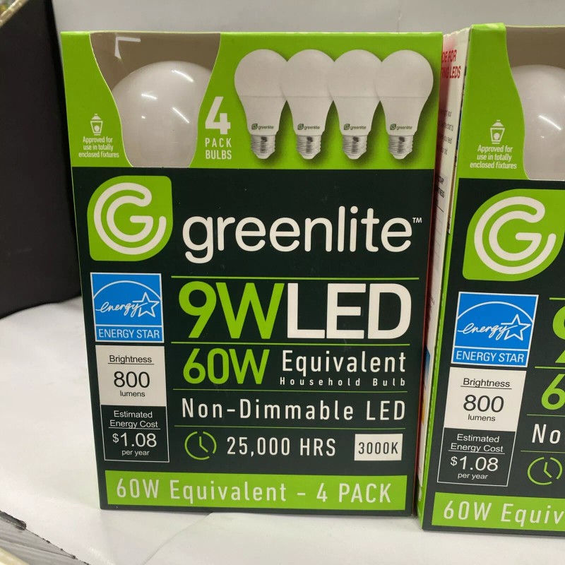 Greenlite Energy Star 2X 4Pack Greenlite 9W LED 60W non-Dimmable