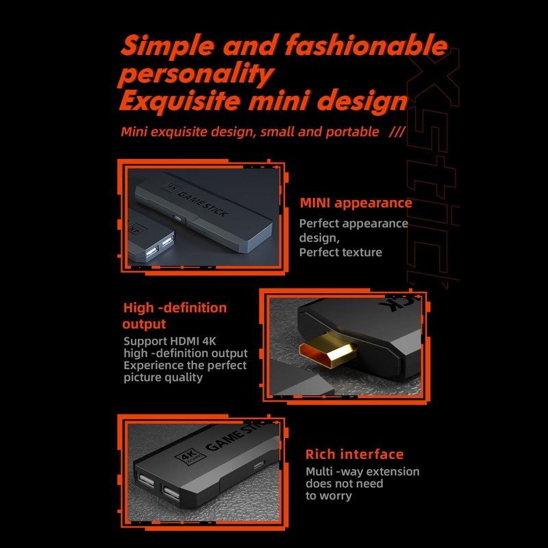 Game Stick 2.4G Wireless Controller HD Video Game Console 4k