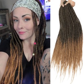 FANCEE DE Dreadlocks Extensions Straight Double Ended Dreads 10 Strands Handmade Synthetic Crochet Dreads Soft Loc Extensions for Women Men 24 Inch (Ombre Honey Brown)