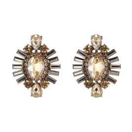 EVER FAITH Floral Stud Earrings for Women Girls, Brown Rhinestone Crystal Vintage Drop Pierced Stud Earrings