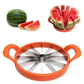 KOLORAE Extra Large Watermelon Slicer, Stainless Steel Cutter with Durable Easy Grip Handles, Round Divider to Easily Cut Fruits, Slices Melons up to 10in