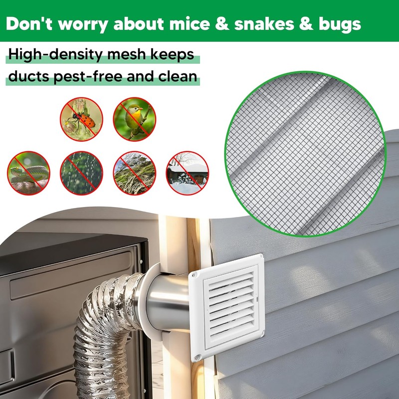 Funmit 4" Louvered Vent Cover Stops Birds Nesting for Outside