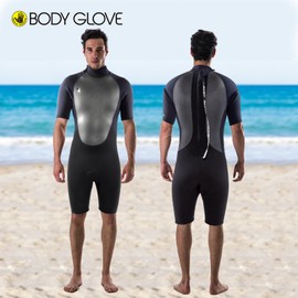 Body Glove Pro3 Men Shorty Wetsuit 2/1mm Back Zip Short Sleeve Spring Wet Suit for Bodyboarding Surfing Swimming Snorkeling Scuba Diving