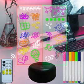 Fanrui LED Note Board with Dual 7 Colors, 9.7 x 6.6 Acrylic Dry Erase Board with Remote Control, Glow Memo LED Letter Message Glass Bulletin Board with 7 Marker for Kitchen Planner Home(Mixed-Board)