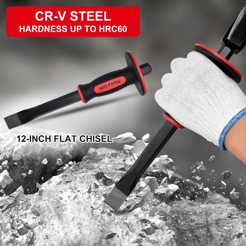 TOOLEAGUE Heavy Duty Masonry Chisel 12 inches Flat Chisel with