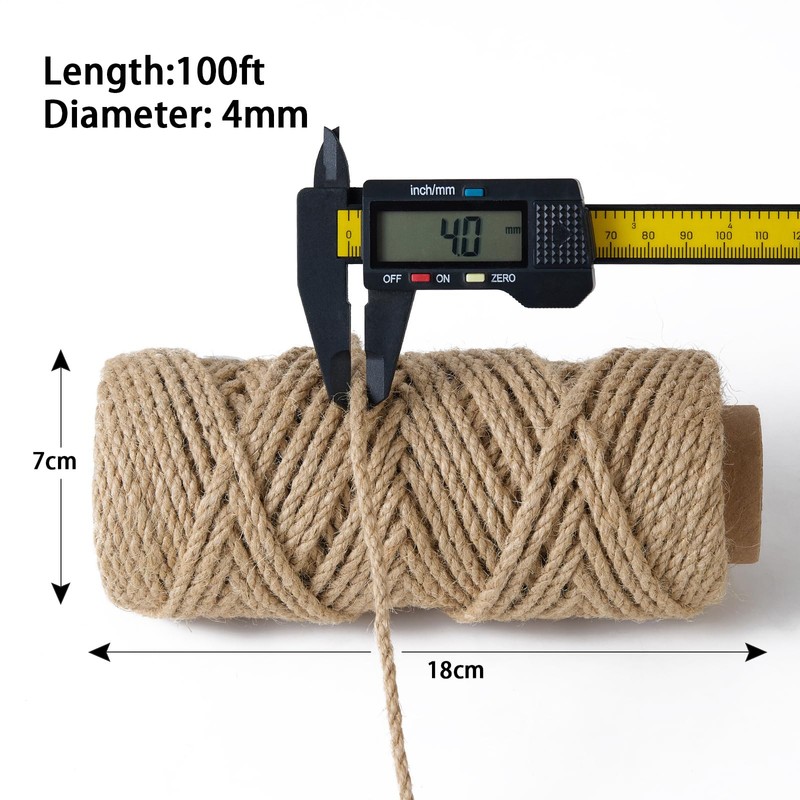 Natural Jute Twine 4mm 100 Feet Crafting Twine String for