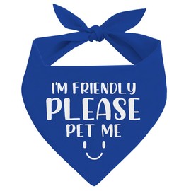 I'm Friendly Please Pet Me Triangle Dog Bandana, Dog Bandana, Pet Kerchief for Small Medium Dogs, Dark Blue Pets Kerchief, Gift for Dogs Lover, Pets Scarf Triangle