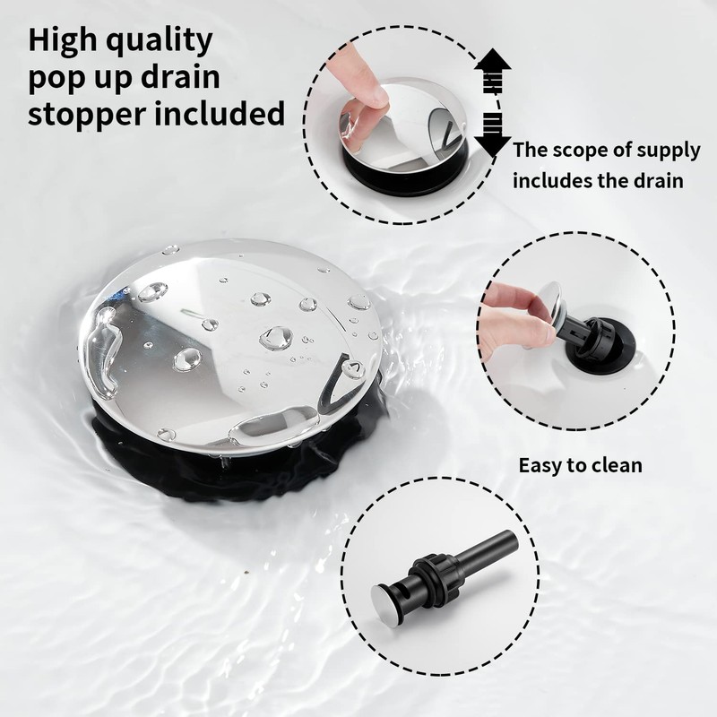 GGStudy 2 Handles 3 Holes Faucet Widespread Bathroom Sink Faucet