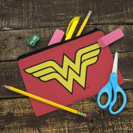 Wonder Woman Classic Logo Pencil Pen Organizer Zipper Pouch Case
