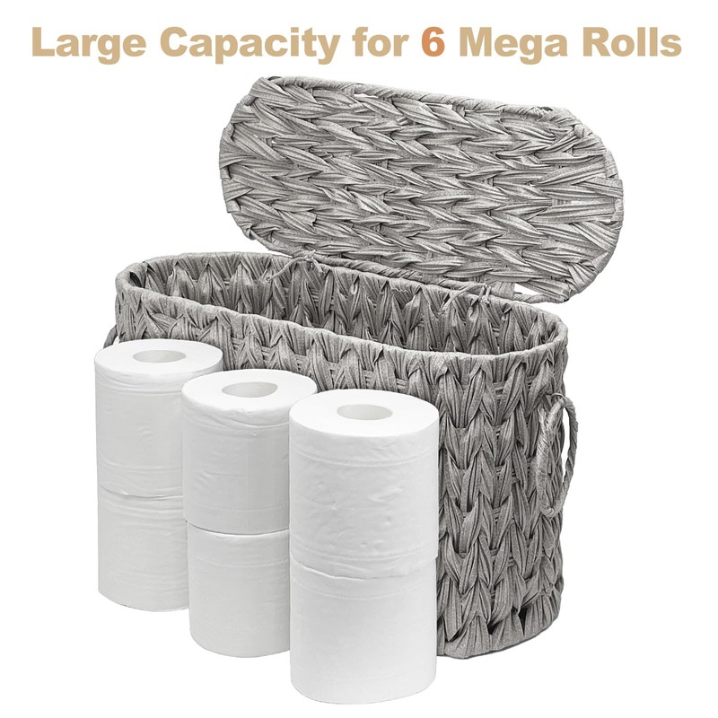 Toilet Paper Storage Basket with Lid, Narrow Bathroom Organizer for