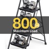 KINGRACK 4 Step Ladder, Sturdy Steel Step Stool with Anti-Slip