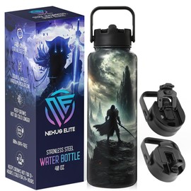 Nexus Elite Insulated Water Bottle 40 oz –Hot and Cold Coffee Travel Drinks, Leakproof Sports & Gym Bottles, Large and Small Reusable Stainless Steel Thermos Flask with Straw – Shadowlands Odyssey