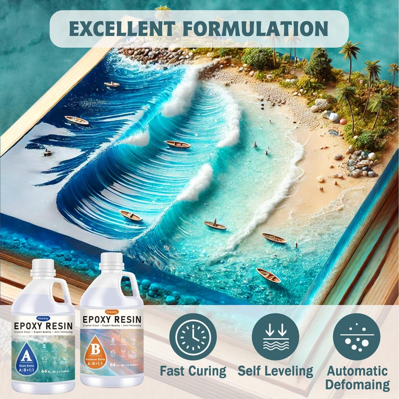 IGaiety 1 Gallon Epoxy Resin, Epoxy Resin Kit, Crystal Clear