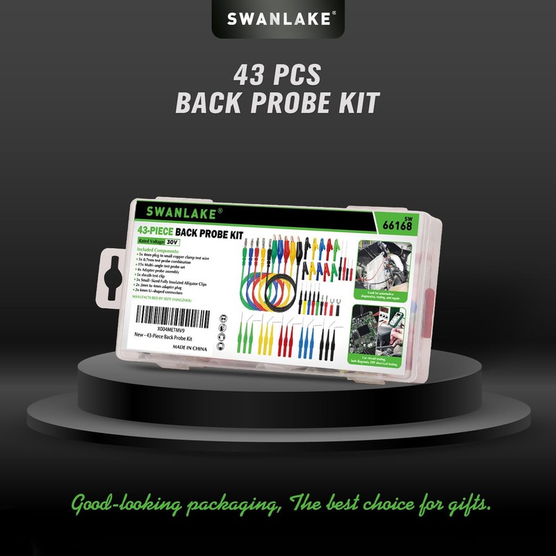 SWANLAKE 43-Piece Back Probe Kit, 30A Multi-Angle Test Probe, 4mm