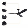 52" Flush Mount Solid Wood Ceiling Fan with Light 3