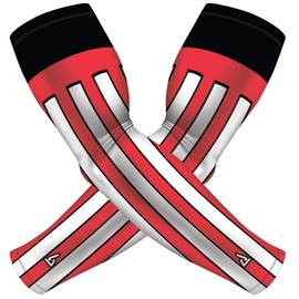 Compression Sleeves For Arms Women & Men Sizes, Great For Athletic Activity, Biking, Cycling, Walking, Running, & Great As Arm Cover Protection.S/M Red White