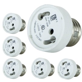 Diodesy- E26 to GU24 Socket Adapter Medium to GU24 Bulb Socket Perfect Solution for Bulb-to-Fixture Compatibility Use with CFL and LED Bulbs for Ceiling Fans Pendant Wall Sconces UL Listed Pack of 6
