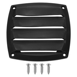 sourcing map 1 Pcs Boat Vent Cover, 5.31x5.31 Inches Plastic Louvered Flush Vents Small Air Ventilation Grille for Marine RV Van Yacht Home, Black
