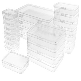 Guyuyii 24-Piece Small Plastic Storage Containers with Hinged Lids - Clear Storage for Crafts, Jewelry, Beads, and Small Items - Perfect for Organizing Art, Sewing Supplies, and Travel Essentials